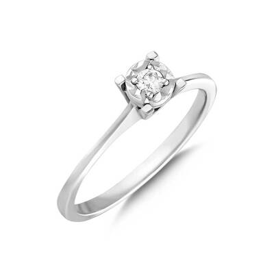 0,05 Karat Effekt Solitär Diamantring - 1