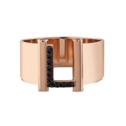 0,06 Karat Schwarzer (L) Buchstabe Diamantring - Star Pırlanta