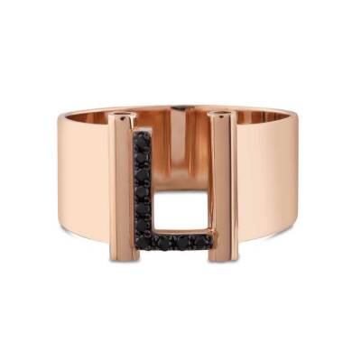 0,06 Karat Schwarzer (L) Buchstabe Diamantring - 1