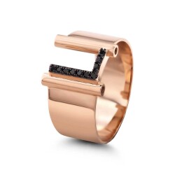 0,06 Karat Schwarzer (L) Buchstabe Diamantring - 2