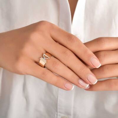 0,07 Karat (K) Buchstabe Diamantring - 3