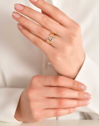 0,09 Karat (A) Buchstabe Diamantring - 4