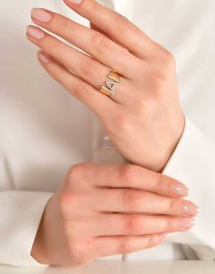 0,09 Karat (A) Buchstabe Diamantring - 4