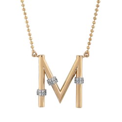 0,10 Karat Diamant (M) Buchstabe Kette - Star Pırlanta