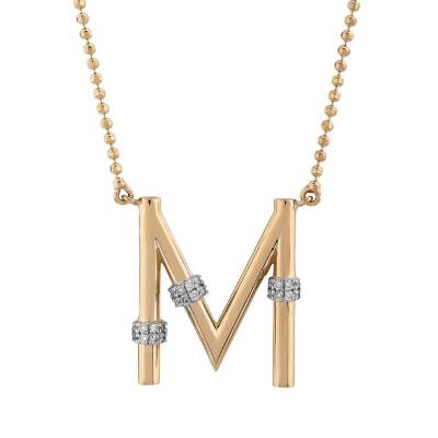 0,10 Karat Diamant (M) Buchstabe Kette - 1