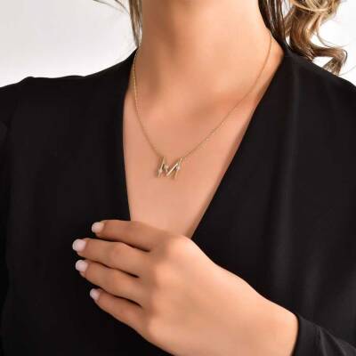 0,10 Karat Diamant (M) Buchstabe Kette - 2