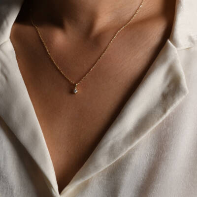 0,10 Karat Diamant Solitär Kette - 4