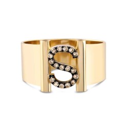 0,11 Karat Brauner (S) Buchstabe Diamantring - Star Pırlanta