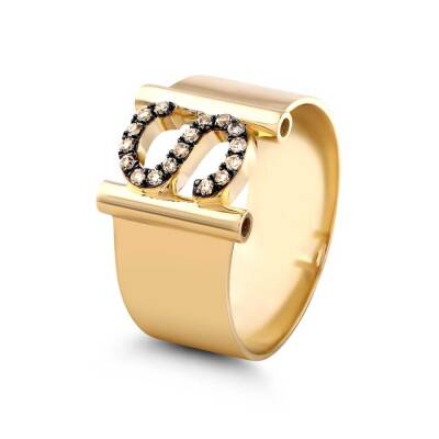 0,11 Karat Brauner (S) Buchstabe Diamantring - 2