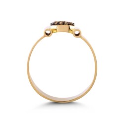 0,11 Karat Brauner (S) Buchstabe Diamantring - 3