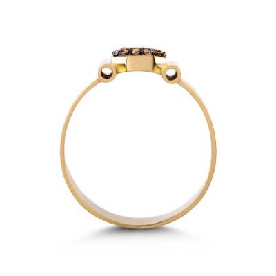 0,11 Karat Brauner (S) Buchstabe Diamantring - 3