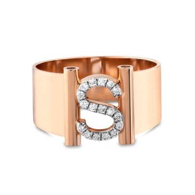 0,11 Karat (S) Buchstabe Diamantring - 1