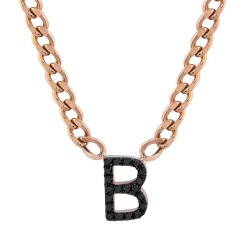 0,11 Karat Schwarze Diamant (B) Buchstabe Kette - Star Pırlanta