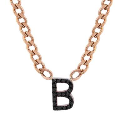 0,11 Karat Schwarze Diamant (B) Buchstabe Kette - 1