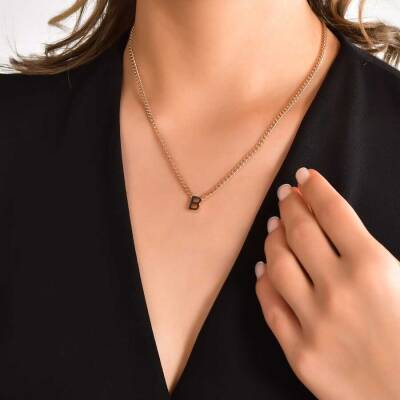 0,11 Karat Schwarze Diamant (B) Buchstabe Kette - 3