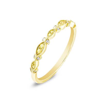 0,12 Karat Gelber Safir Diamantring - 2