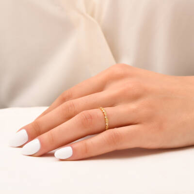 0,12 Karat Gelber Safir Diamantring - 4