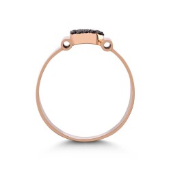 0,12 Karat Schwarzer (B) Buchstabe Diamantring - 3