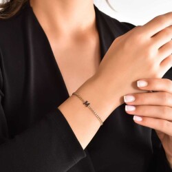 0,12 Karat Schwarze Diamant (M) Buchstabe Armband - 4