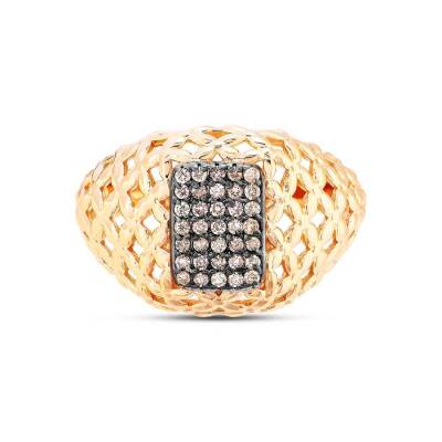 0,14 Karat Brauner Diamantring - 1