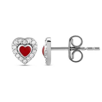 0,14 Karat Mineli Diamant Herz Ohrringe - 1