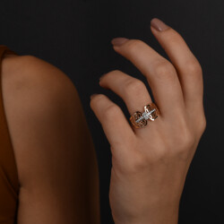 0,14 Karat Baguette Diamantring - 4