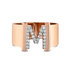 0,14 Karat (M) Buchstabe Diamantring - Star Pırlanta