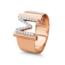 0,14 Karat (M) Buchstabe Diamantring - 2