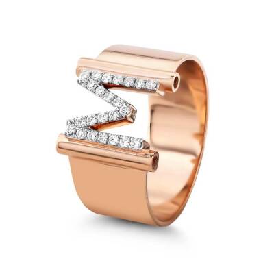 0,14 Karat (M) Buchstabe Diamantring - 2