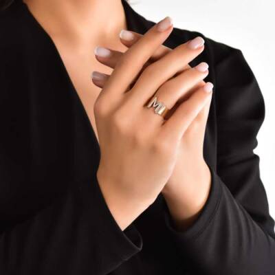 0,14 Karat (M) Buchstabe Diamantring - 4