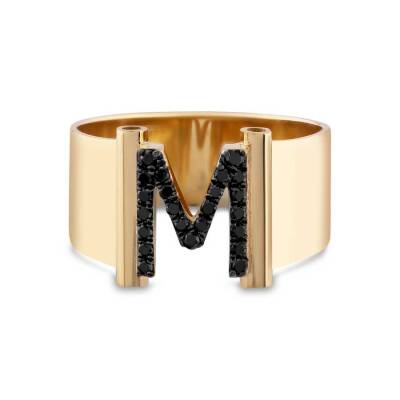 0,15 Karat Schwarzer (M) Buchstabe Diamantring - 1