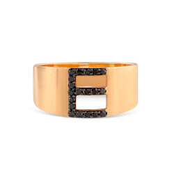 0,16 Karat Schwarzer Buchstabe Diamantring - Star Pırlanta