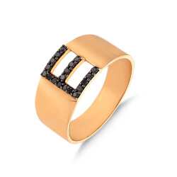 0,16 Karat Schwarzer Buchstabe Diamantring - 2