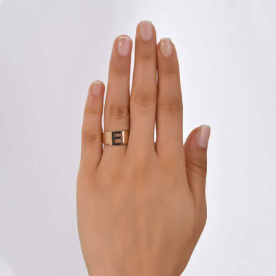 0,16 Karat Schwarzer Buchstabe Diamantring - 5