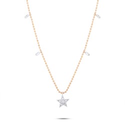 0,17 Karat Diamant Stern Form Glücks Kette - Star Pırlanta