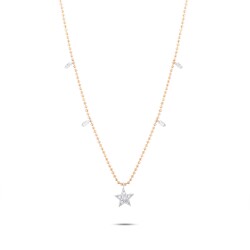 0,17 Karat Diamant Stern Form Glücks Kette - 2