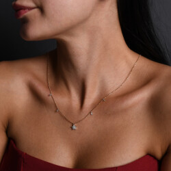 0,17 Karat Diamant Stern Form Glücks Kette - 4