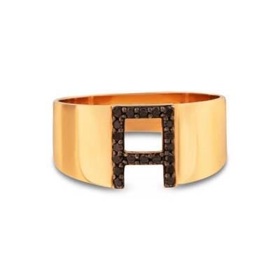 0,17 Karat Schwarzer Buchstabe Diamantring - 1