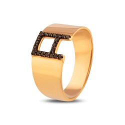 0,17 Karat Schwarzer Buchstabe Diamantring - 2