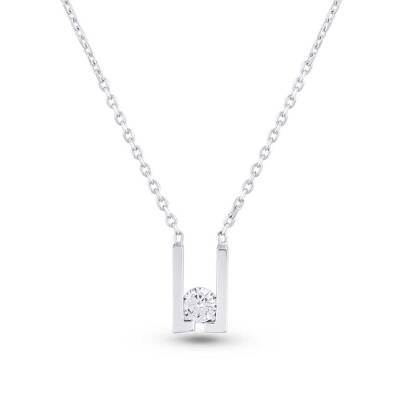 0,18 Karat Diamant Solitär Kette - 1