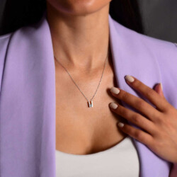 0,18 Karat Diamant Solitär Kette - 5