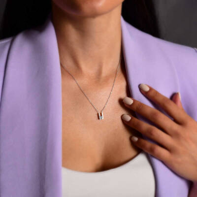 0,18 Karat Diamant Solitär Kette - 5