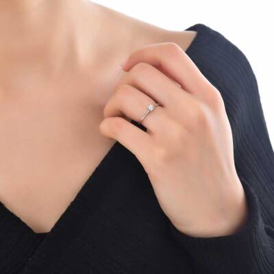 0,18 Karat Solitär Diamantring - 4