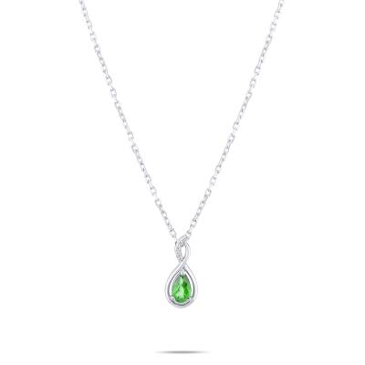 0,18 Karat Diamant Tropfen Smaragd Kette - 1