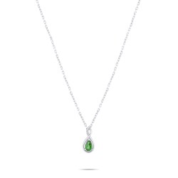 0,18 Karat Diamant Tropfen Smaragd Kette - 2