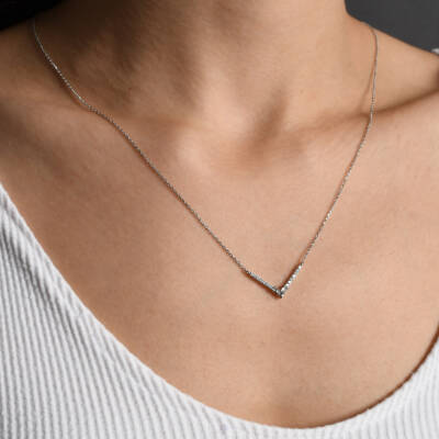 0,19 Karat Diamant Baguette Minimal Kette - 4