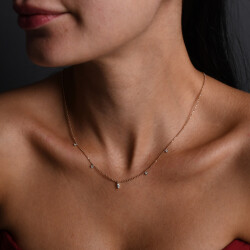 0,19 Karat Diamant Marquise Glücks Kette - 4