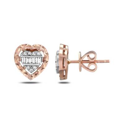 0,20 Karat Effekt Diamant Baguette Herz Ohrringe - 1