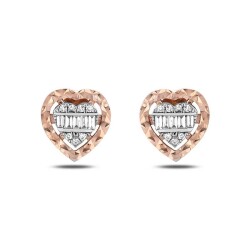 0,20 Karat Effekt Diamant Baguette Herz Ohrringe - 2