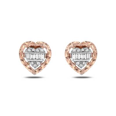 0,20 Karat Effekt Diamant Baguette Herz Ohrringe - 2